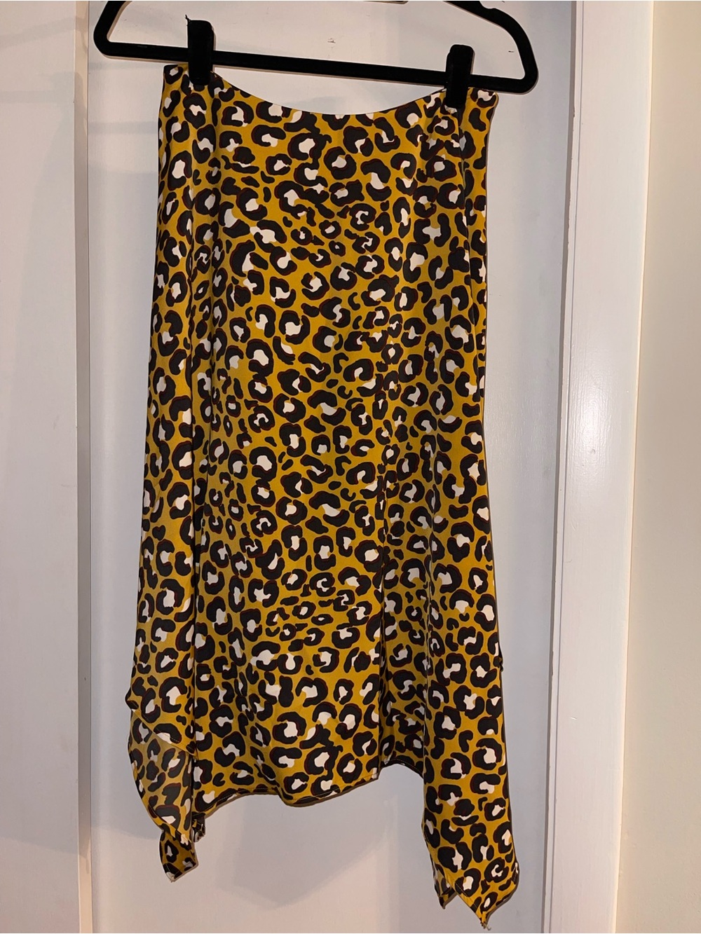 Who What Wear Mustard Leopard Asymmetrical Skirt